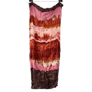Hipster Infinity Scarf‎ Pink Orange Brown Tie Dye Statement Wrap Lagenlook